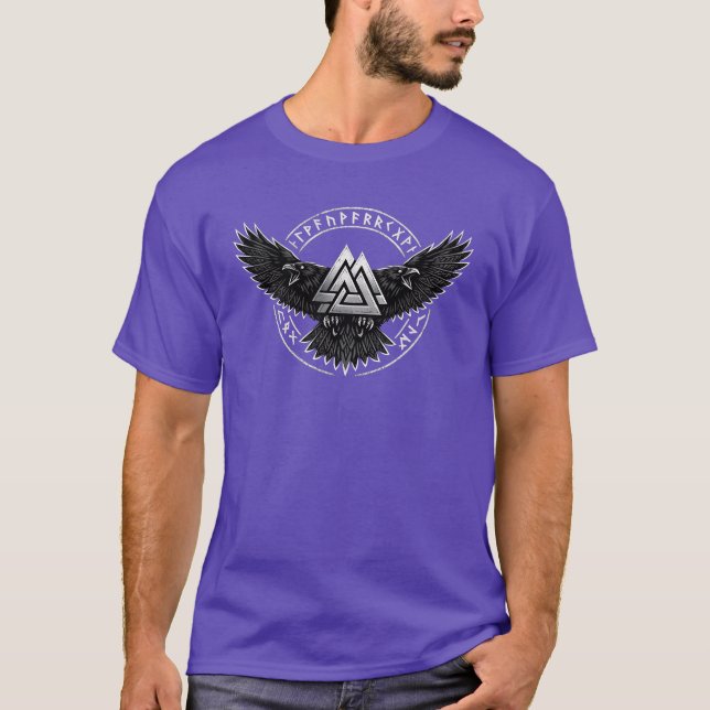 T-shirt Corbeau Valknut Viking (Devant)