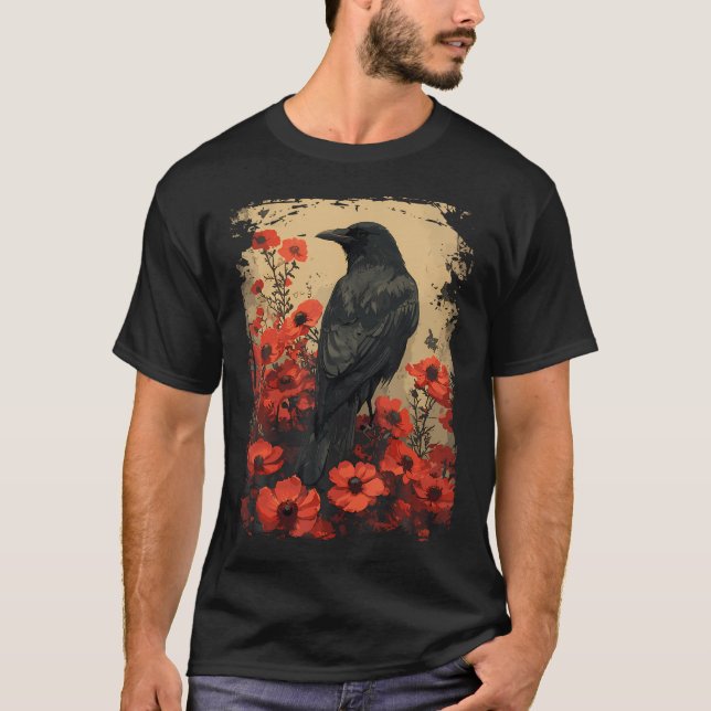 T-shirt Corbeau Vintage enchanté (Devant)