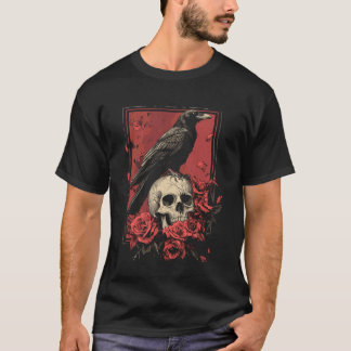 T-shirt Corbeau Y2K Grunge Esthétique Oiseau Sombre Gothiq