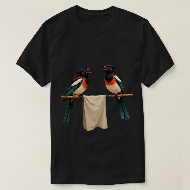T-shirt Corde à linge de la pie (Design devant)
