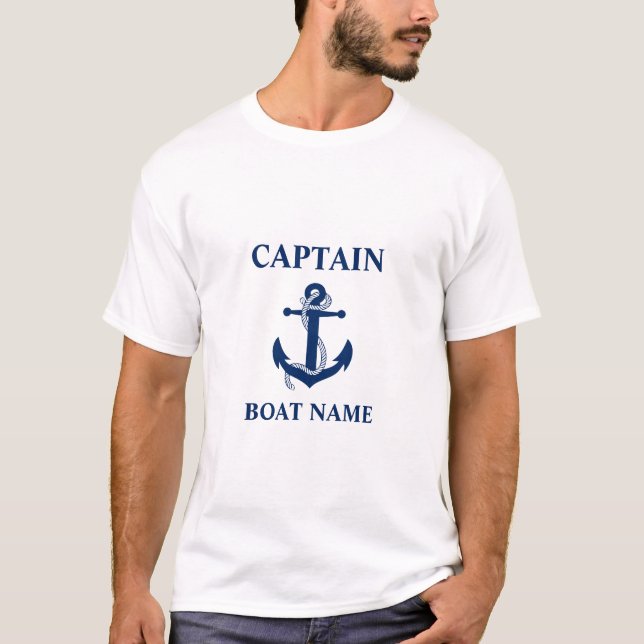 T-shirt Corde d'Ancre du nom du bateau du capitaine nautiq (Devant)