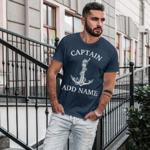 T-shirt Corde d'Ancre nautique vintage Nom du capitaine