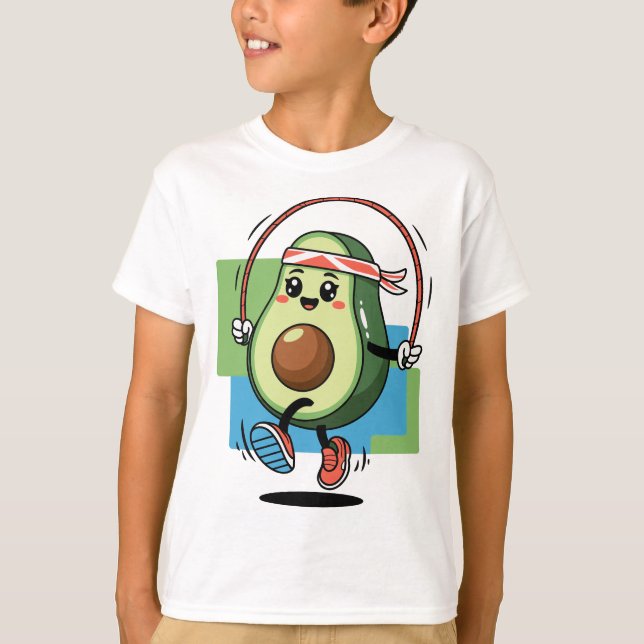 T-shirt Corde de vidage mignonne Avocado - Fitness Kawaii (Devant)