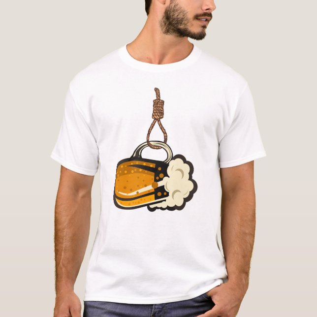 T-shirt corde pendu biere chope binouse mousse alcool 2204 (Devant)