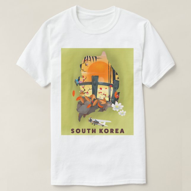 T-shirt Corée du Sud affiche illustrée (Design devant)