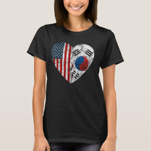 T-shirt Corée du Sud Coeur du drapeau américain coréen Éta