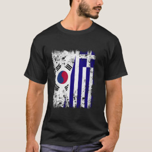 T-shirt Corée du Sud Grèce Demi-drapeau Sud-coréen Grec Fl