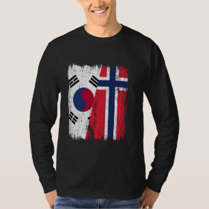 T-shirt Corée du Sud Norvège demi-drapeau Corée du Sud Nor