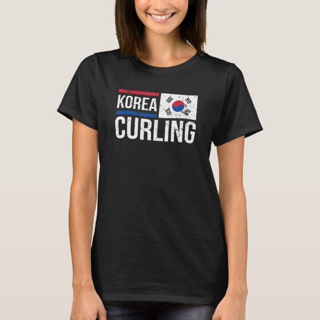 T-shirt Coréen Curler Drapeau Drapeau Sport Curler Skip T (Devant)