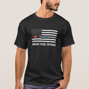 T-shirt Coréen War Veteran mince Line American Flag Pride 