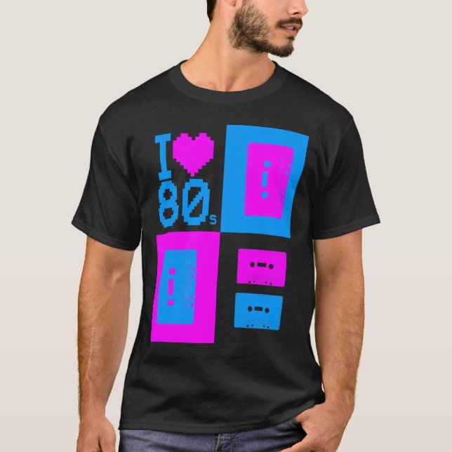 T-shirt Corey Tiger 80s "I Love 80s Cassette Tapes" Chemis (Devant)