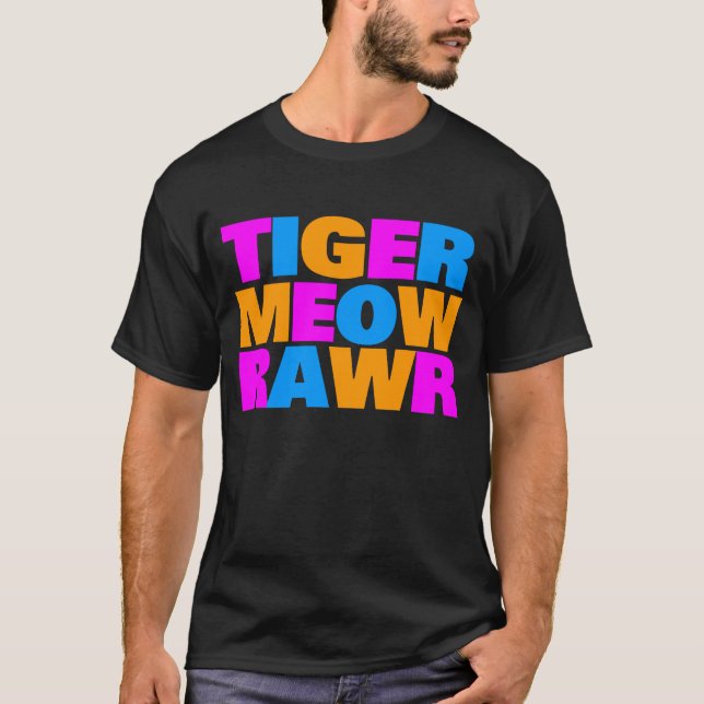 T-shirt COREY TIGER 80's MULTI MEOW RAWR (Devant)