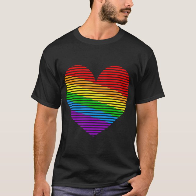 T-shirt Corey Tiger 80s Rainbow Stripe Coeur Chemise (Devant)
