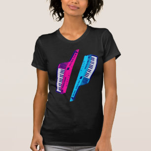 T-shirt Corey Tiger 80's Retro Keytar rose & bleu