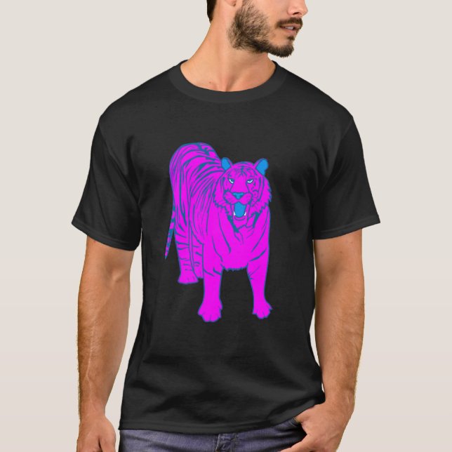 T-SHIRT COREY TIGER 80'S TIGRE ROSE DEBOUT (Devant)