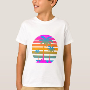 T-SHIRT COREY TIGER RETRO SUNSET PALMIERS