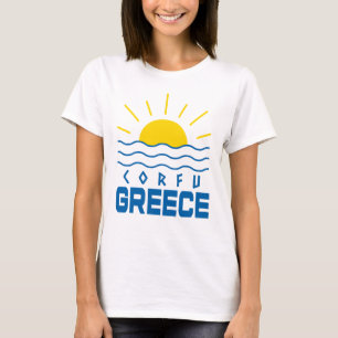 T-shirt Corfou Grèce soleil et vagues de la mer femmes