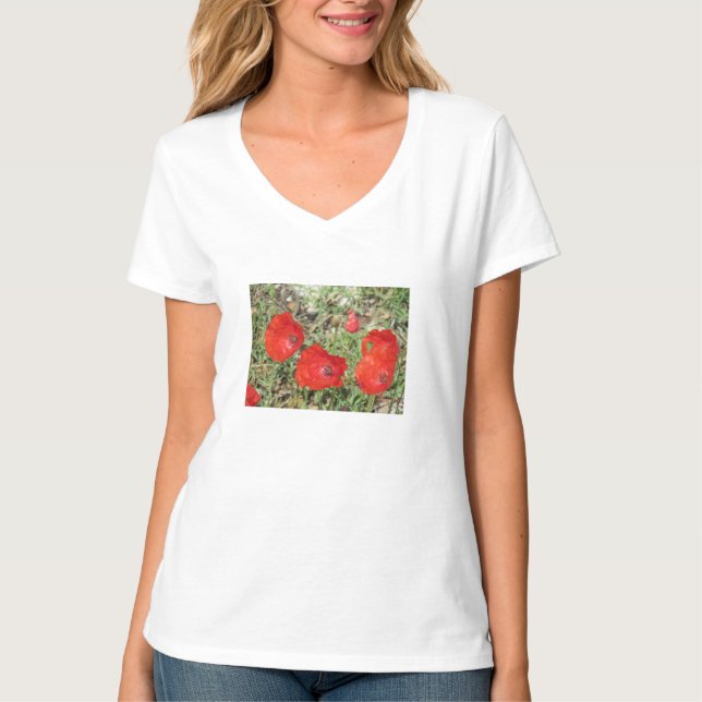 T-shirt Corfou Red Poppies (Devant)