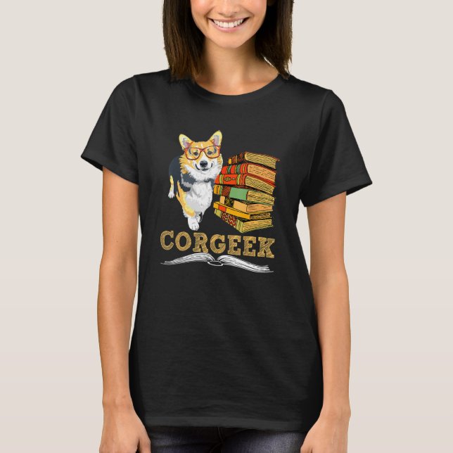 T-shirt Corgeek Lecture Livres Lecture Et Corgi Chien (Devant)
