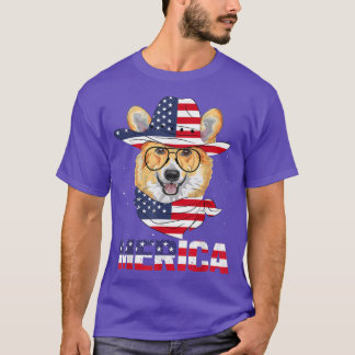 T-shirt Corgi 4 juillet Merica Corgi Chien États-Unis Drap