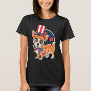 T-shirt Corgi Américain Merica 4 Juillet Enfants Garçons F