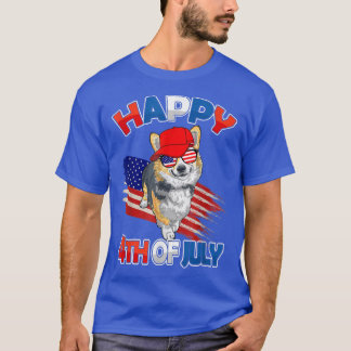 T-shirt Corgi American Flag USA Patriotic Funny 4 Juil