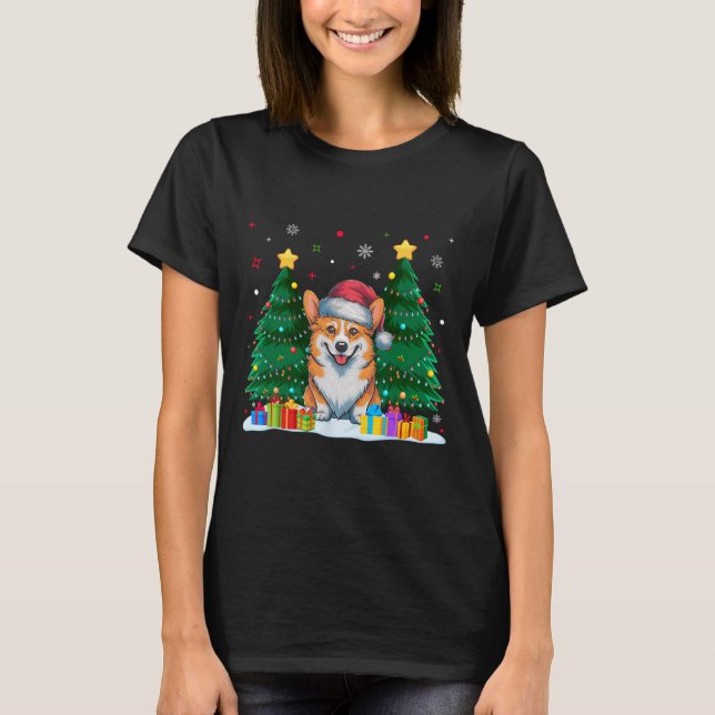 T-shirt Corgi Amoureux de les chiens Santa Hat Ugly Sweate (Devant)