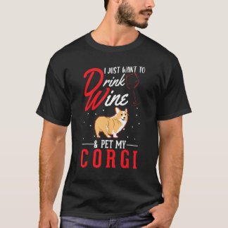 T-shirt Corgi And Wine