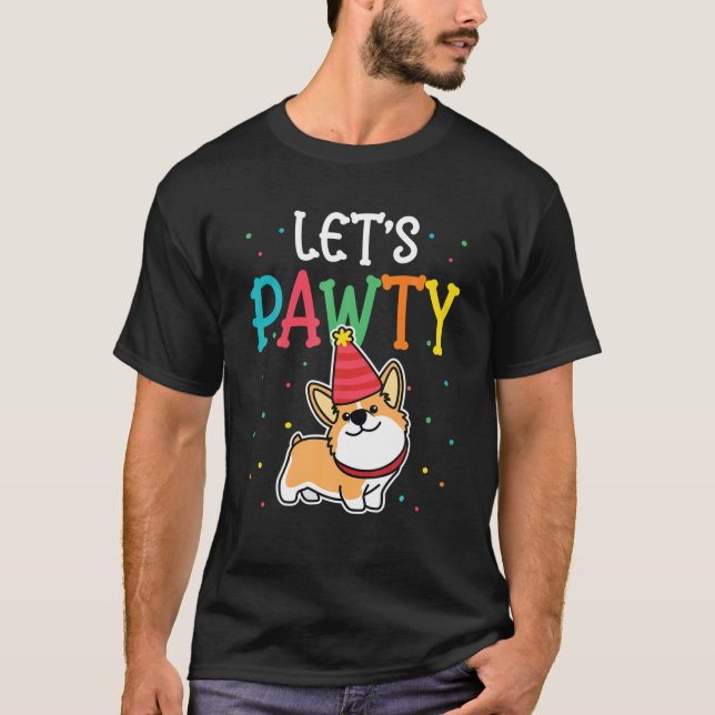 T-shirt Corgi Anniversaire Pawty T Pour Chien Thème Enfant (Devant)