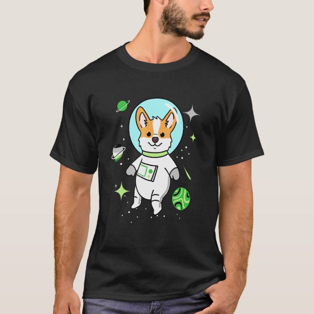 T-shirt Corgi aromantique dans l'espace Fierté aromantique (Devant)