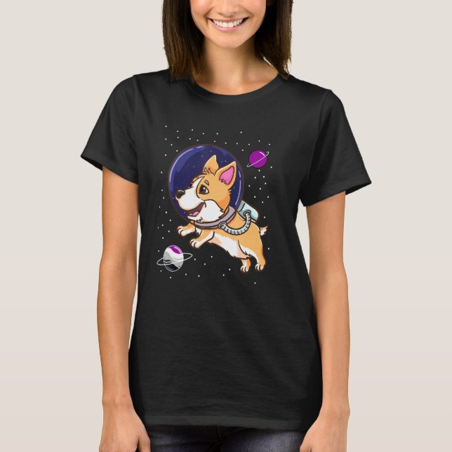 T-shirt Corgi Asexuel Dans L'Espace Ace Pride (Devant)