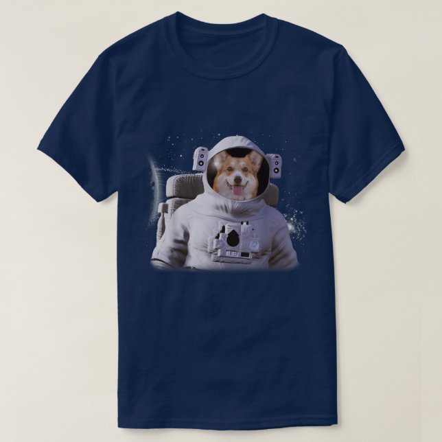 T-shirt Corgi Astronaut Dog Deep In Space Cosmic  (Design devant)