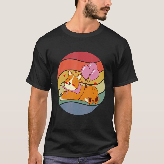 T-shirt Corgi Ballons Vintage (Devant)