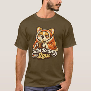 T-shirt Corgi Batterie Sociale Faible, Cadeau Intr