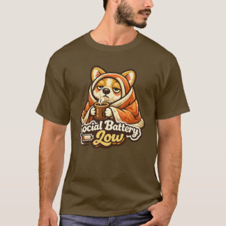 T-shirt Corgi Batterie Sociale Faible, Cadeau Intr