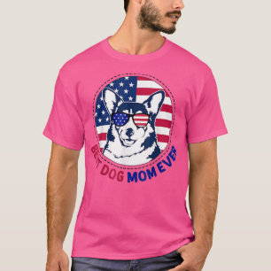 T-shirt Corgi Best Dog Maman Jamais Retro États-Unis drape