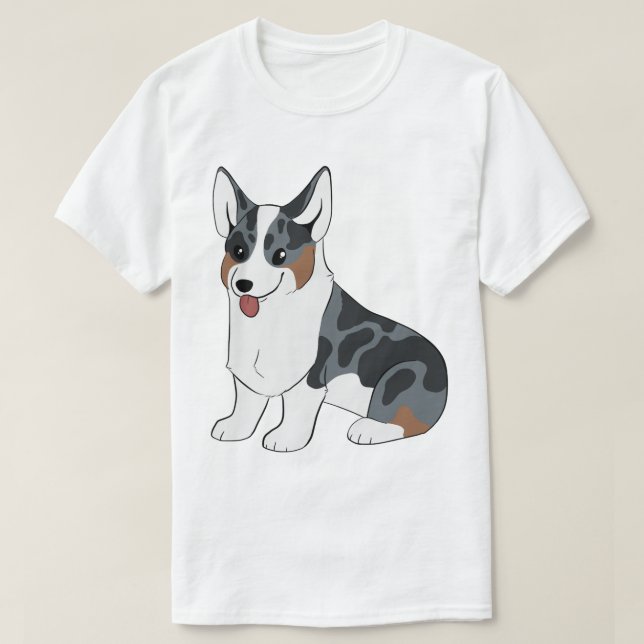 T-shirt Corgi bleu de Merle (Design devant)