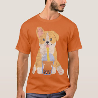 T-shirt Corgi Boba Buble Thé Lait Thé Kawaii Anime Chien L