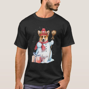 T-shirt Corgi Bonhomme de Neige Neigeant Chapeau de Père N
