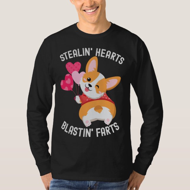 T-shirt Corgi Breakin Hearts Blastin Farts Valentines Day  (Devant)