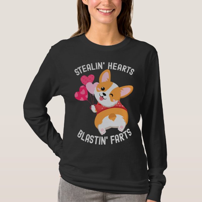 T-shirt Corgi Breakin Hearts Blastin Farts Valentines Day  (Devant)
