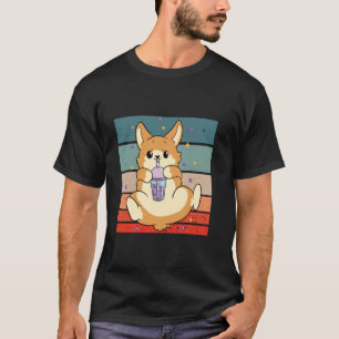 T-shirt Corgi bulle thé chien mignon art boba boisson bull