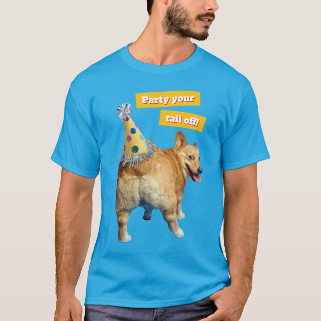 T-shirt Corgi Butt Birthday Hat (Devant)