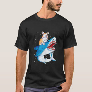 T-shirt Corgi chevauchant Requin Jawsome Cadeaux pour Amat
