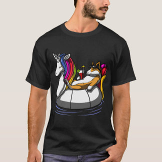 T-shirt Corgi Chien à Cheval sur Licorne Flottante