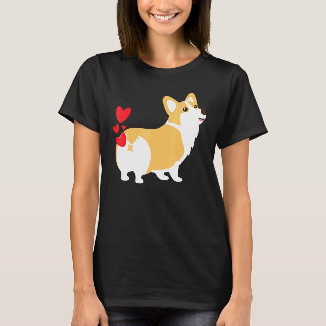 T-shirt Corgi Chien Coeurs Mignon Saint-Valentin (Devant)
