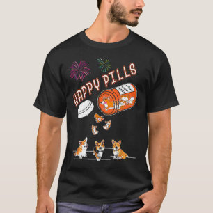 T-shirt Corgi Chien Comprimés Bonheur T