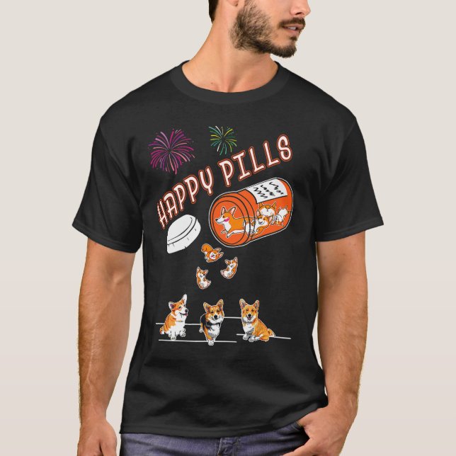 T-shirt Corgi Chien Comprimés Bonheur T (Devant)