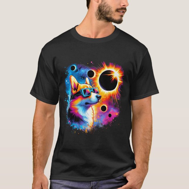 T-shirt Corgi Chien Eclipse Solaire Totale pour Enfants (Devant)
