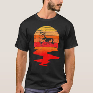 T-shirt Corgi Chien les années 70 Vintage Retro Sunset Chi
